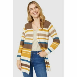 Mantaray Stripe Textured Edge To Edge Cotton Cardigan For Female -Cheap Mantaray Store unnamed file 4048
