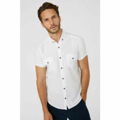 Mantaray Slub Textured Short Sleeve Shirt For Male