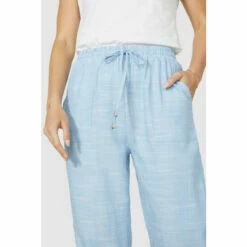 Mantaray Tie Waist Chambray Linen Mix Crop For Female -Cheap Mantaray Store unnamed file 4090