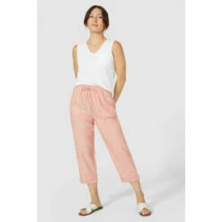 Mantaray Tie Waist Chambray Linen Mix Crop For Female -Cheap Mantaray Store unnamed file 4095