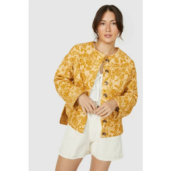 Mantaray Embroidered Floral Print Quilted Jacket For Female 1 Mantaray Embroidered Floral Print Quilted Jacket For Female