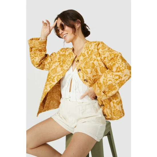 Mantaray Embroidered Floral Print Quilted Jacket For Female 5 Mantaray Embroidered Floral Print Quilted Jacket For Female - Image 5