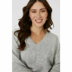 Mantaray Pointelle Nep Button Shoulder V Neck Jumper For Female -Cheap Mantaray Store unnamed file 4144