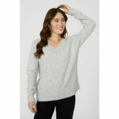 Mantaray Pointelle Nep Button Shoulder V Neck Jumper For Female -Cheap Mantaray Store unnamed file 4146