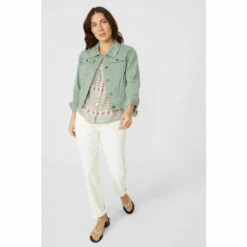 Mantaray Frill Sleeve Geo Stripe Square Neck Dobby Top For Female -Cheap Mantaray Store unnamed file 4173