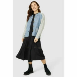 Mantaray Contrast Sleeve Button Through Crew Neck Card For Female -Cheap Mantaray Store unnamed file 4216