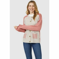 Mantaray Contrast Sleeve Button Through Crew Neck Card For Female -Cheap Mantaray Store unnamed file 4218