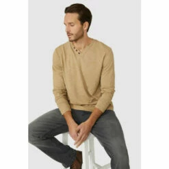 Mantaray Ls Slub Notch Neck T-shirt For Male -Cheap Mantaray Store unnamed file 424