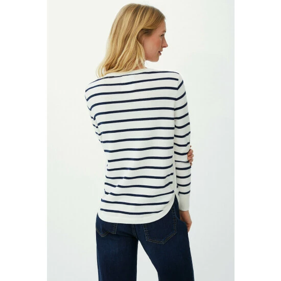 Mantaray Button Neck Striped Curved Hem Cotton Jumper For Female 5 Mantaray Button Neck Striped Curved Hem Cotton Jumper For Female - Image 5