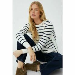 Mantaray Button Neck Striped Curved Hem Cotton Jumper For Female 15 Mantaray Button Neck Striped Curved Hem Cotton Jumper For Female -Cheap Mantaray Store unnamed file 4258