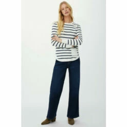 Mantaray Button Neck Striped Curved Hem Cotton Jumper For Female 16 Mantaray Button Neck Striped Curved Hem Cotton Jumper For Female -Cheap Mantaray Store unnamed file 4259