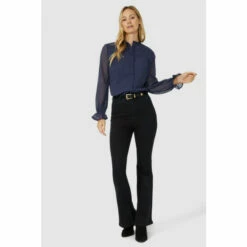 Mantaray Lace Trim Dobby Frill Neck Button Through Blouse For Female -Cheap Mantaray Store unnamed file 4284