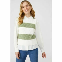 Mantaray Textured Block Stripe Turtle Neck Tabard For Female -Cheap Mantaray Store unnamed file 4305