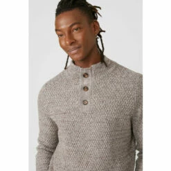 Mantaray Cross Stitch Button Neck Jumper For Male -Cheap Mantaray Store unnamed file 4325