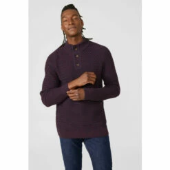 Mantaray Cross Stitch Button Neck Jumper For Male -Cheap Mantaray Store unnamed file 4326