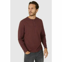 Mantaray Ls Slub Grandad Collar T-shirt For Male
