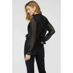 Mantaray Lace Trim Metallic Frill Neck Button Through Blouse For Female -Cheap Mantaray Store unnamed file 4345