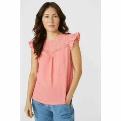 Mantaray Frill Sleeve Broderie Yoke Slub T-Shirt For Female 15 Mantaray Frill Sleeve Broderie Yoke Slub T-Shirt For Female -Cheap Mantaray Store unnamed file 4395