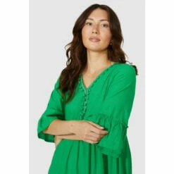 Mantaray Tiered 3/4 Sleeve Midi Dress For Female -Cheap Mantaray Store unnamed file 4417