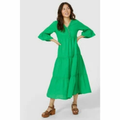 Mantaray Tiered 3/4 Sleeve Midi Dress For Female -Cheap Mantaray Store unnamed file 4420