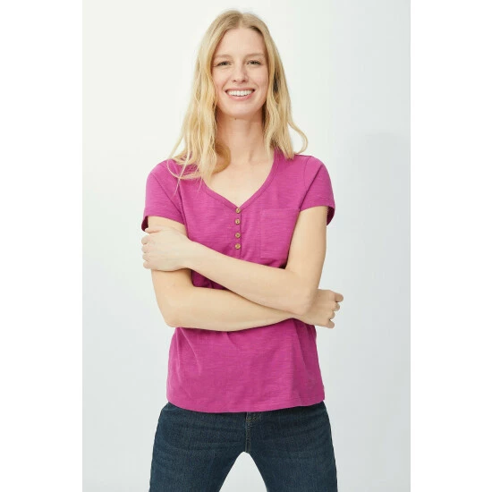 Mantaray Button Henley Pocket Slub T-shirt For Female 1 Mantaray Button Henley Pocket Slub T-shirt For Female