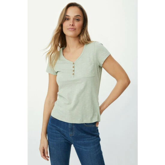 Mantaray Button Henley Pocket Slub T-shirt For Female 8 Mantaray Button Henley Pocket Slub T-shirt For Female - Image 8