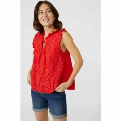 Mantaray Sleeveless Broderie Yoke Top For Female -Cheap Mantaray Store unnamed file 4448
