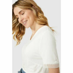 Mantaray Lace Sleeve Short Sleeve Top For Female -Cheap Mantaray Store unnamed file 4465