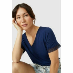 Mantaray Lace Sleeve Short Sleeve Top For Female -Cheap Mantaray Store unnamed file 4469