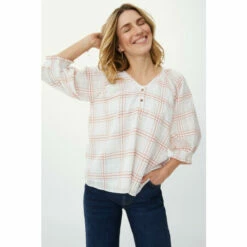 Mantaray Check Dobby V Neck Top For Female -Cheap Mantaray Store unnamed file 4513