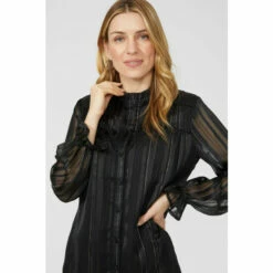 Mantaray Lace Trim Metallic Frill Neck Button Through Tunic For Female -Cheap Mantaray Store unnamed file 4517