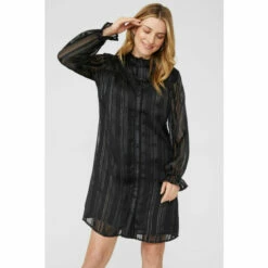 Mantaray Lace Trim Metallic Frill Neck Button Through Tunic For Female -Cheap Mantaray Store unnamed file 4520