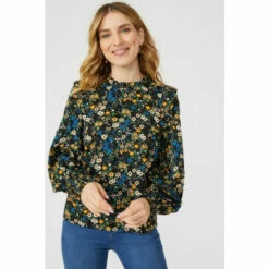 Mantaray Floral Print Shirred Sleeve Blouse For Female -Cheap Mantaray Store unnamed file 4560