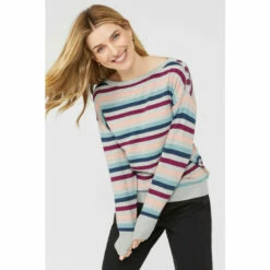 Mantaray Textured Multi Stripe Crew Neck Jumper For Female -Cheap Mantaray Store unnamed file 4571