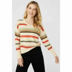 Mantaray Textured Soft Stripe V Neck Jumper For Female -Cheap Mantaray Store unnamed file 4593