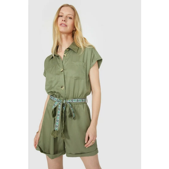 Mantaray Embroidered Belt Tencel Playsuit For Female 6 Mantaray Embroidered Belt Tencel Playsuit For Female - Image 6