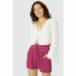 Mantaray Embroidered Waist Crepe Short For Female