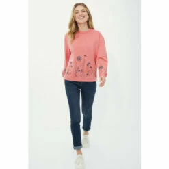 Mantaray Embroidered Hem Scoop Neck Sweat Top For Female