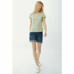 Mantaray Pocket Open Notch Neck Slub T-shirt For Female -Cheap Mantaray Store unnamed file 4684