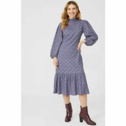 Mantaray Geo Floral Printed Crepe Midi Dress For Female