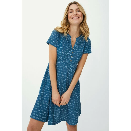 Mantaray Lotus Blooms Print Slub Jersey Skater Dress For Female 2 Mantaray Lotus Blooms Print Slub Jersey Skater Dress For Female - Image 2