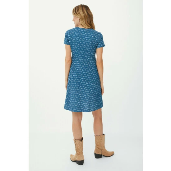 Mantaray Lotus Blooms Print Slub Jersey Skater Dress For Female 4 Mantaray Lotus Blooms Print Slub Jersey Skater Dress For Female - Image 4