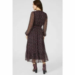 Mantaray Floral Print Chiffon Notch Neck Midi Dress For Female -Cheap Mantaray Store unnamed file 4718