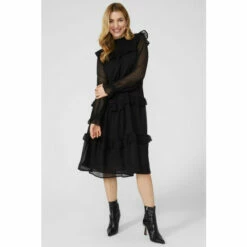 Mantaray Dobby Printed Midi Dress With Frill Detail For Female