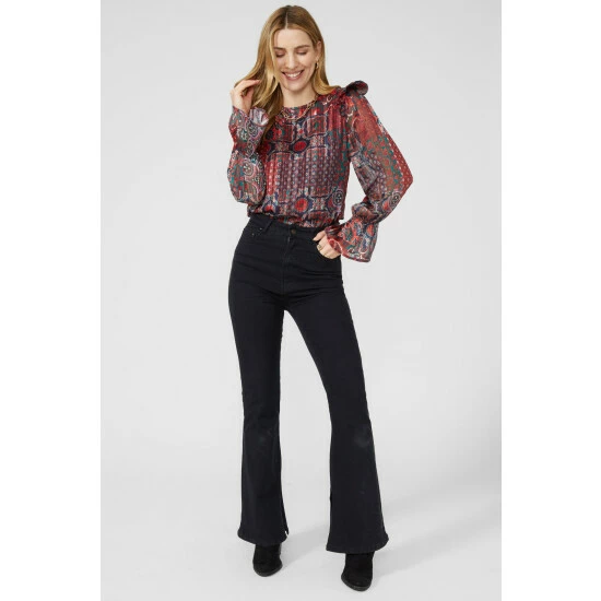 Mantaray Frill Shoulder Tile Print Top For Female 2 Mantaray Frill Shoulder Tile Print Top For Female - Image 2