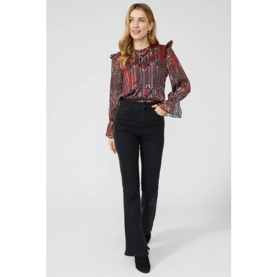 Mantaray Frill Shoulder Tile Print Top For Female 5 Mantaray Frill Shoulder Tile Print Top For Female - Image 5