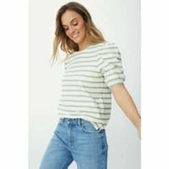 Mantaray Half Sleeve Textured Stripe Scoop Neck Top For Female -Cheap Mantaray Store unnamed file 4814