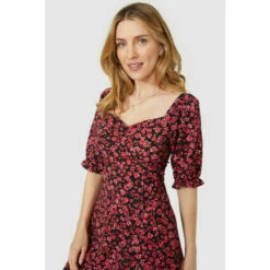 Mantaray Printed Ruched Square Neck Midi Dress For Female -Cheap Mantaray Store unnamed file 4825