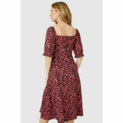 Mantaray Printed Ruched Square Neck Midi Dress For Female -Cheap Mantaray Store unnamed file 4826