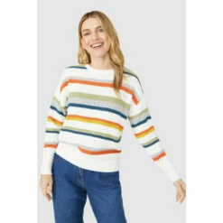 Mantaray Textured Soft Stripe Crew Neck Jumper For Female